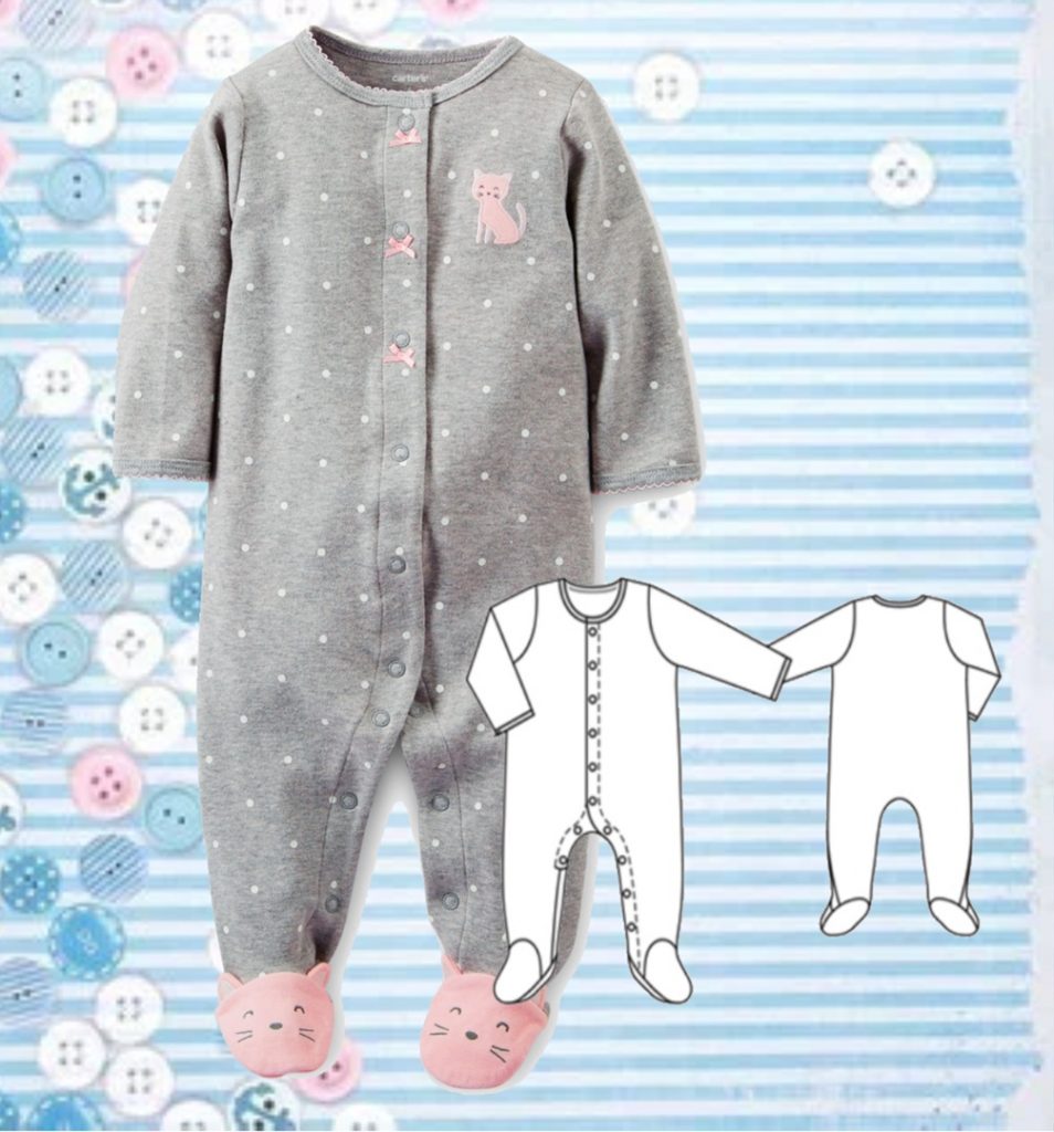 Onesie Sewing Pattern For Babies (Height 68-92)