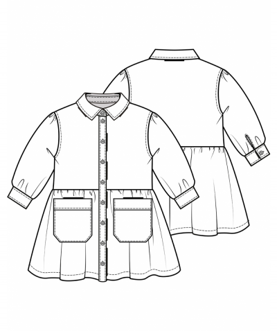 Cotton Shirt Dress Sewing Pattern For Girls (Sizes 98-134) - Do It Yourself